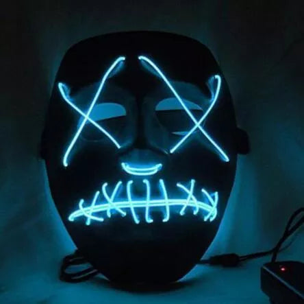 Halloween LED Glowing Full Face Mask in various colors with customizable lighting modes