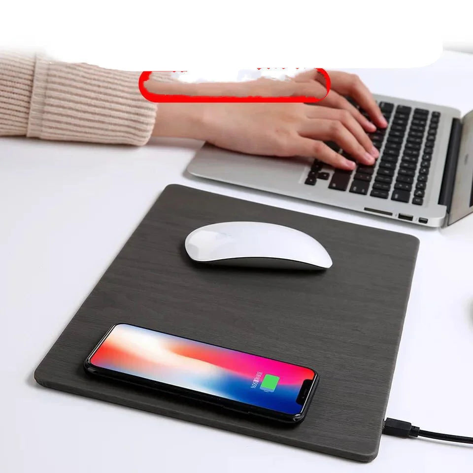 Qi Wireless Charging Mouse Pad Mat with PU leather surface and LED indicator light