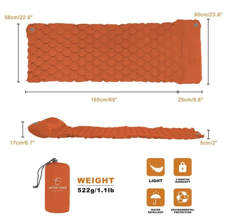 Cozy inflatable camping mattress with honeycomb design, perfect for outdoor adventures and comfortable sleep under the stars