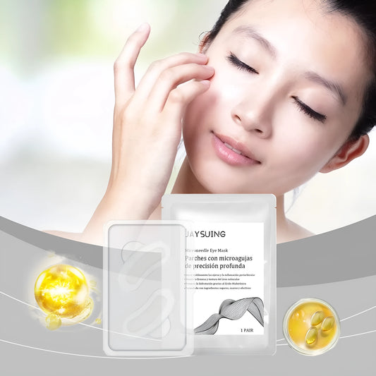 One pair of micro needle eye mask patches for under eye skin care treatment.