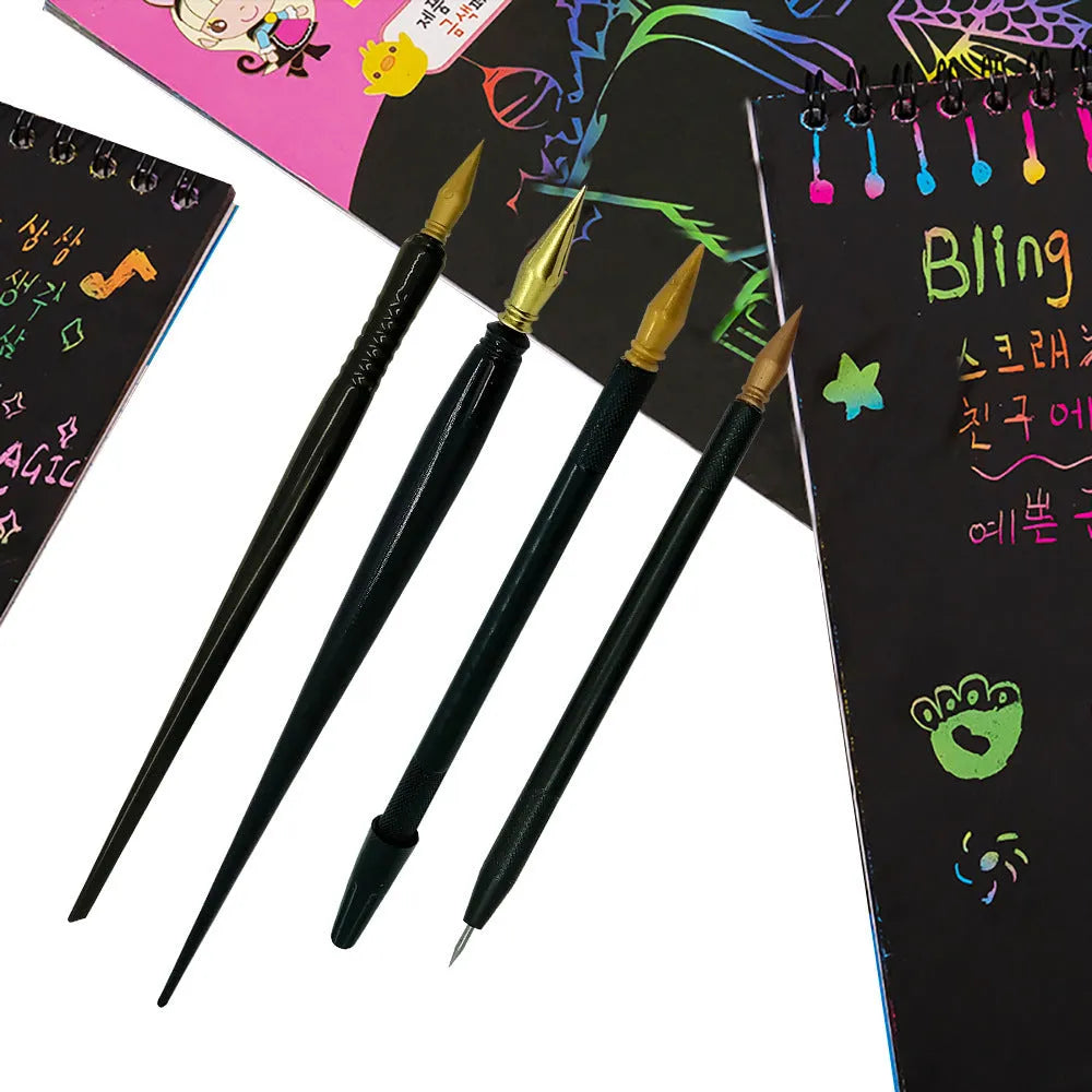 A single PS plastic scratch art pen with a pointed tip for children's drawing.