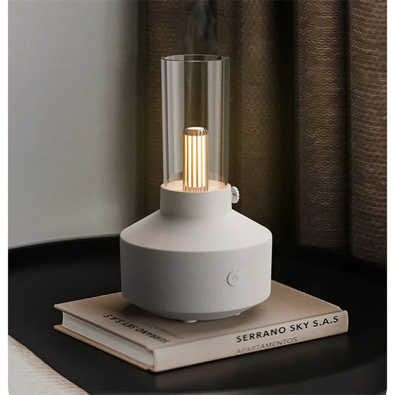 Retro light aroma diffuser with LED night light and humidifier in white and black