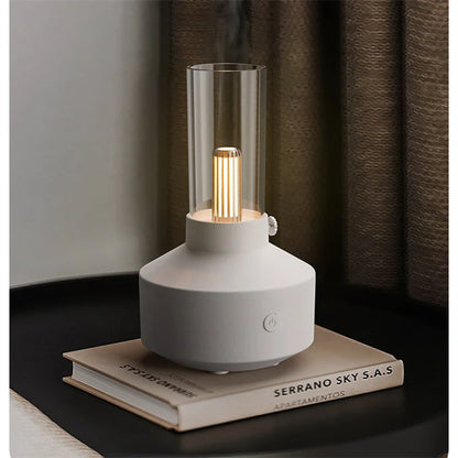 Retro light aroma diffuser with LED night light and humidifier in white and black