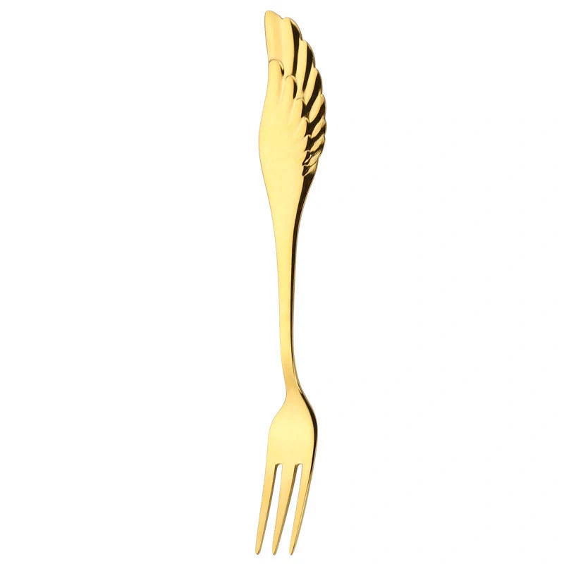 304 stainless steel angel wing spoon and fork set in various colors