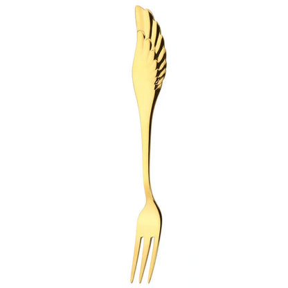304 stainless steel angel wing spoon and fork set in various colors