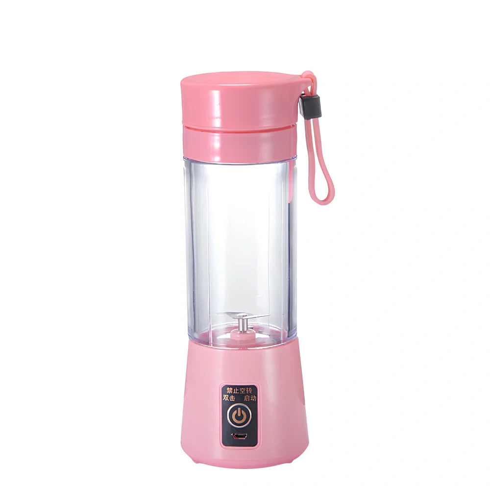 Portable electric juice cup with USB cable, measuring 22.5cm tall with 380ml capacity