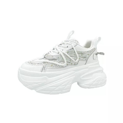 Women's summer mesh breathable sneakers in black, white, and pink with mid heel