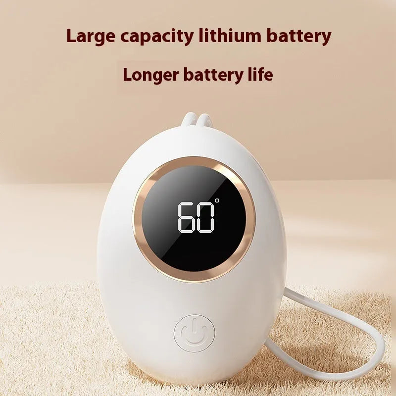 Hand warmer power bank with digital display in charming blue colour, showing aluminium sheet heat dissipation design
