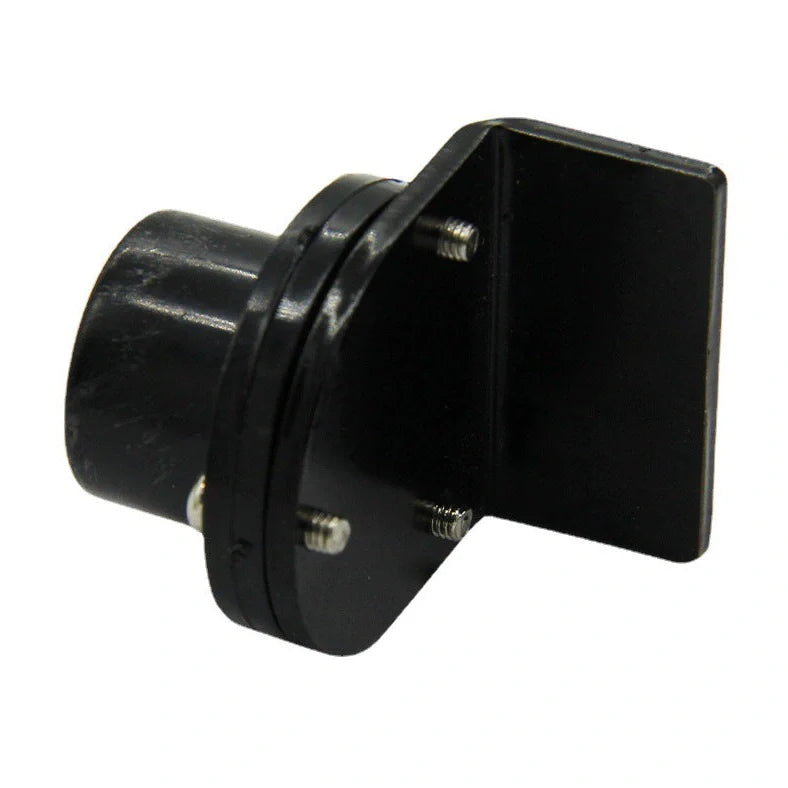 Black plastic flange level tower ruler with 28x32mm dimensions and integrated level indicator