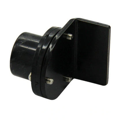 Black plastic flange level tower ruler with 28x32mm dimensions and integrated level indicator