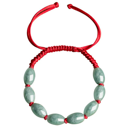 Jade national style bracelet with dark green men's and red women's versions including authenticity certificate