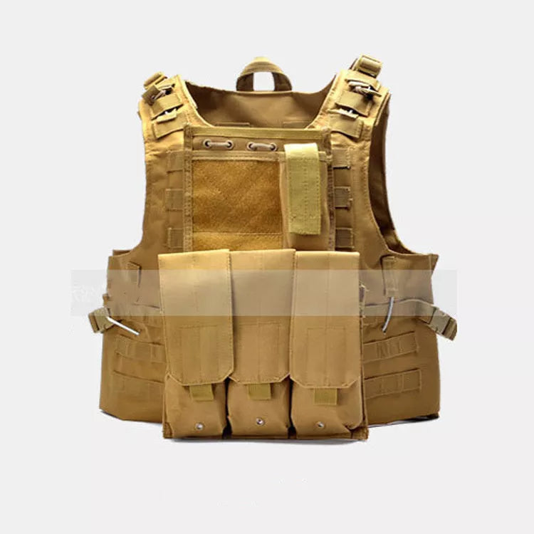 Military Fan Tactical Vest in black and mud colors for outdoor training and activities