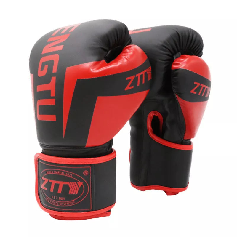 Taekwondo Sanda Gloves in black, white, dark night red, green, and pink colors, sizes 6oz to 14oz