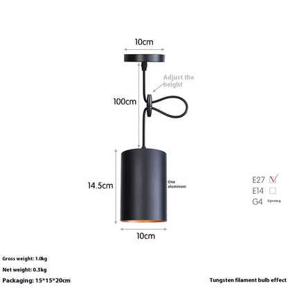 Retro iron chandelier with matte black finish in short and long versions for bedroom or living room lighting