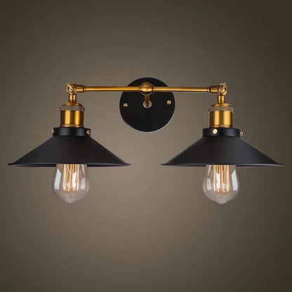 Black double head retro industrial iron wall lamp with Edison bulb compatibility