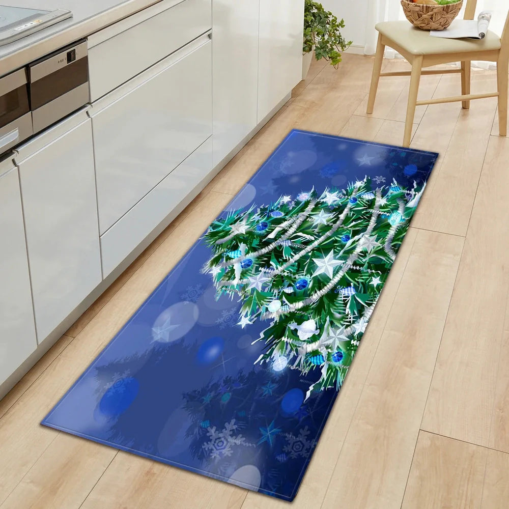 Polyester bathroom entrance mat with machine-woven cartoon pattern in multicolour design