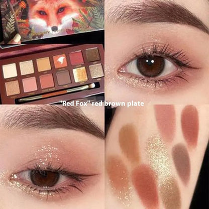 Explorer Twelve-colour Animal Eye Shadow Plate showing 12 pressed powder shades in a compact