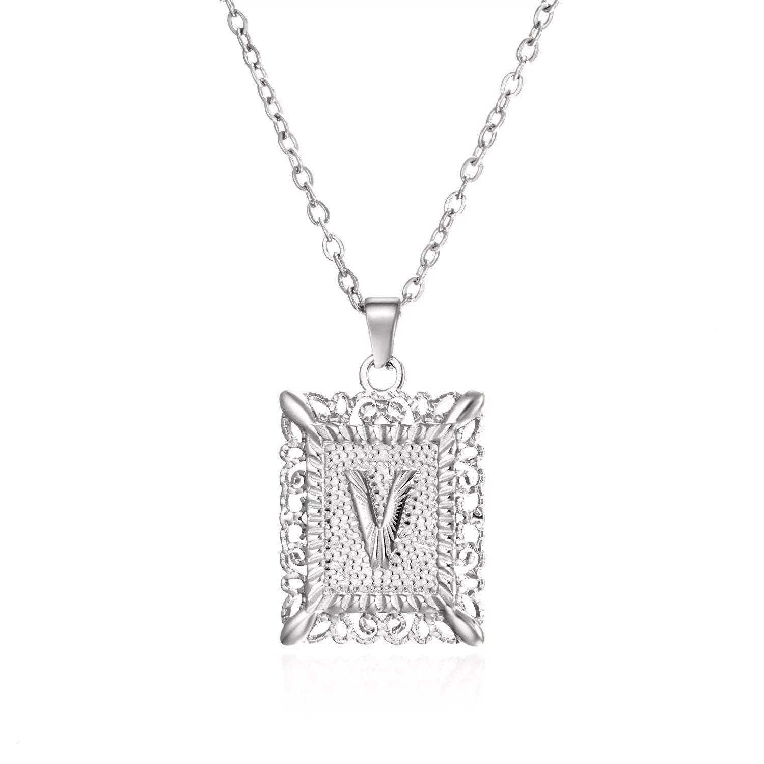 Personalized initial letter necklace in gold or steel, featuring any letter from A to Z