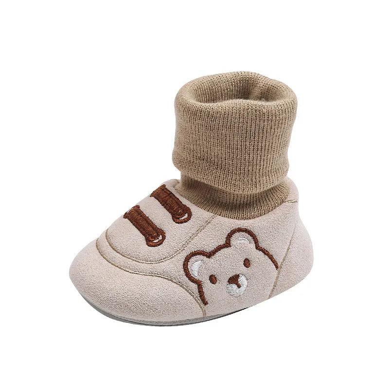 Baby cloth shoes in pink, blue, or khaki with non-slip sole, indoor toddler shoes, inner lengths 11cm to 13cm