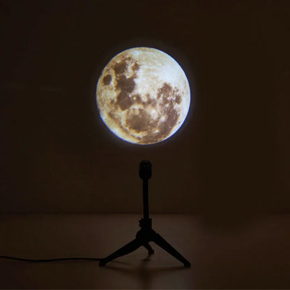 A star projector lamp showing an earth projection on a wall, with its flexible hose bracket allowing adjustable angles.