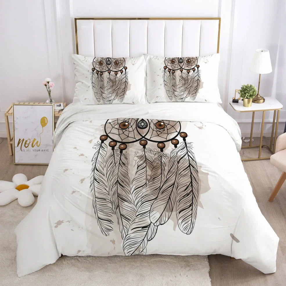 3D digital bedding set with geometric pattern duvet cover and pillowcases in twill weave fabric