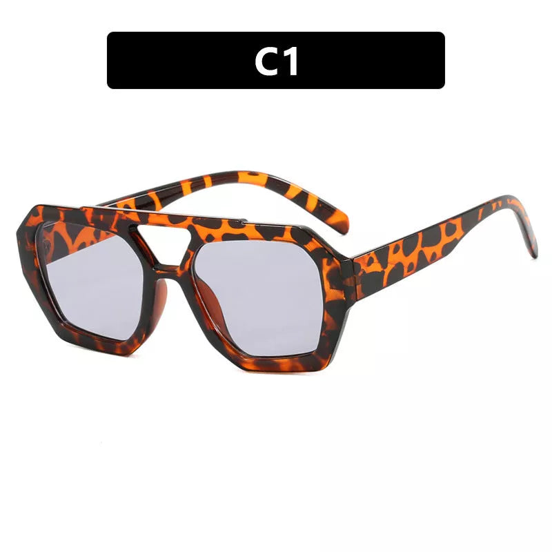 Big frame leopard print sunglasses with UV400 protection in multiple colors