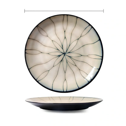 Japanese porcelain plate with underglaze colours, 21cm diameter, flat disk design