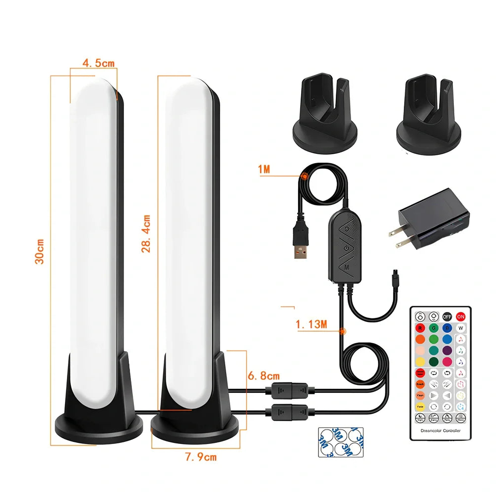 Surface Ambient Light RGB desktop light with music synchronisation and 56 LED beads measuring 301.5mm