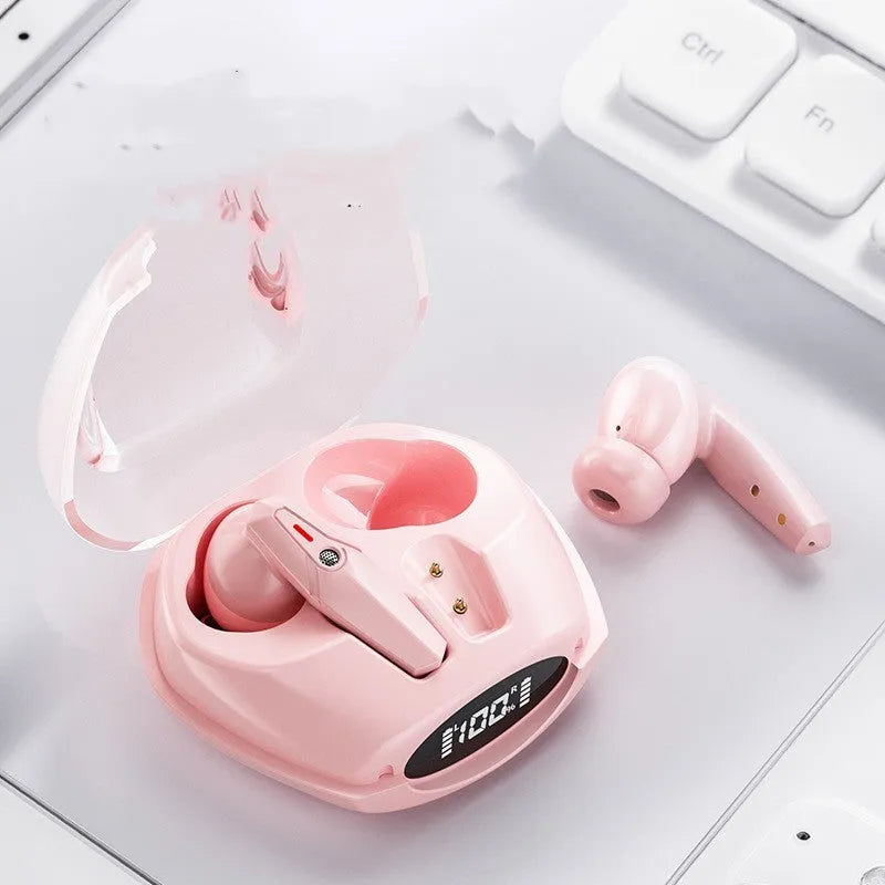 TWS Bluetooth headset with charging bin and cable, in-ear stereo, available in black white pink purple