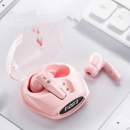 TWS Bluetooth headset with charging bin and cable, in-ear stereo, available in black white pink purple