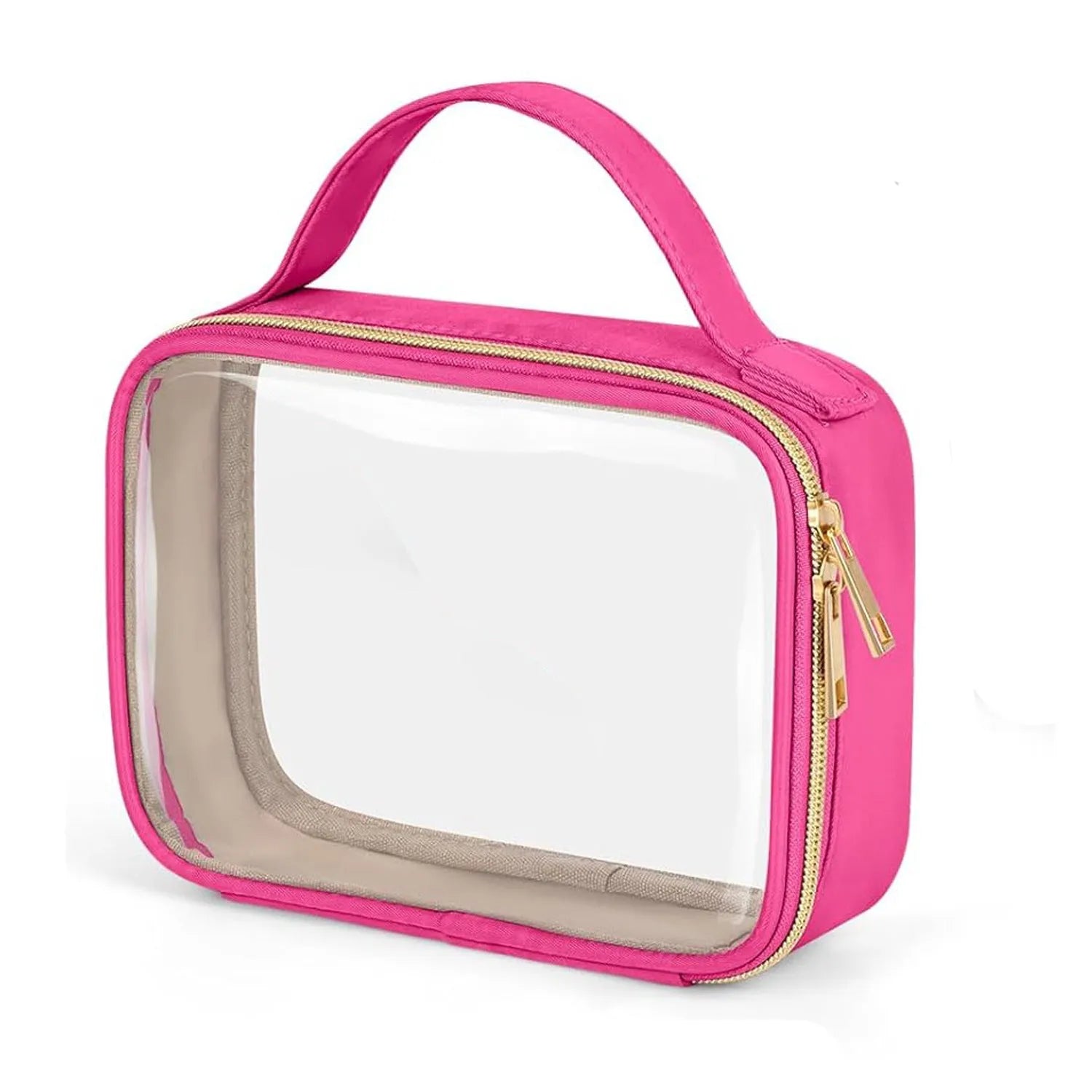 Transparent PVC lipstick storage wash bag with detachable chain showing cosmetic organisation