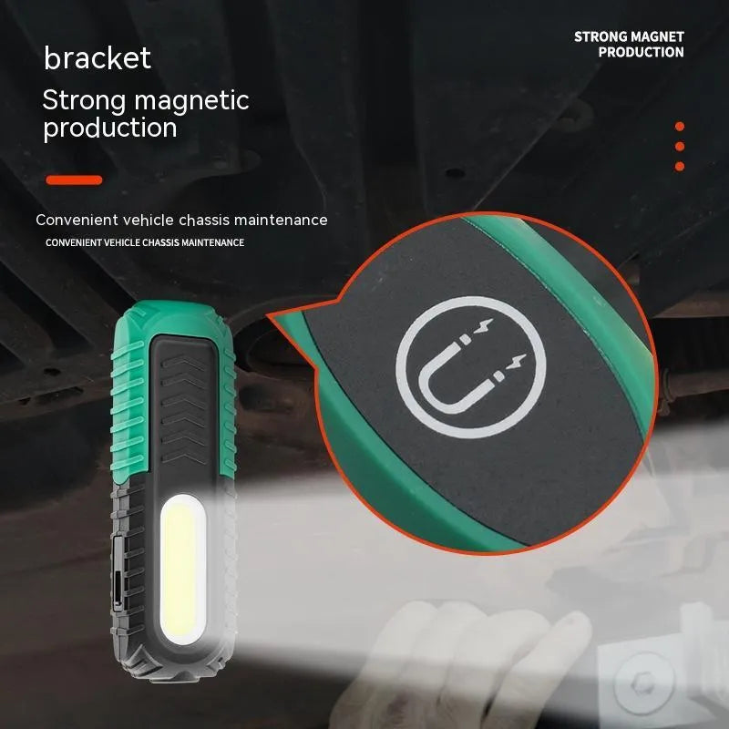 PET-coated black and green auto repair work light with USB charging cable for vehicle inspection