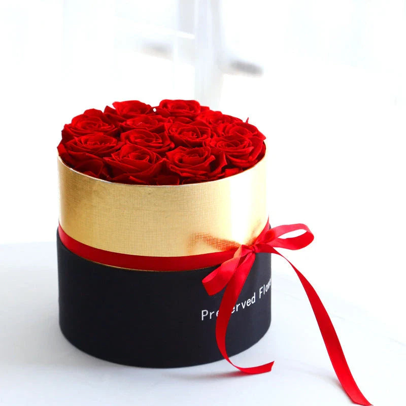 Everlasting rose bouquet in a luxury gift box, preserved real flowers that last for years without maintenance