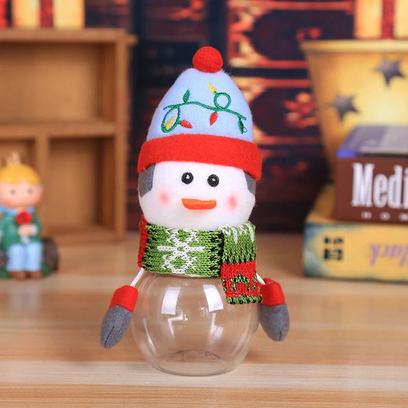 Festive Christmas candy jar with toy lid for holiday treats storage
