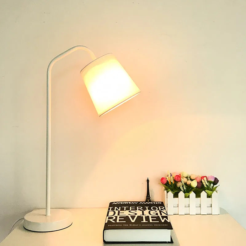 Modern Nordic style table lamp with LED light source and dimmer switch control for study environments