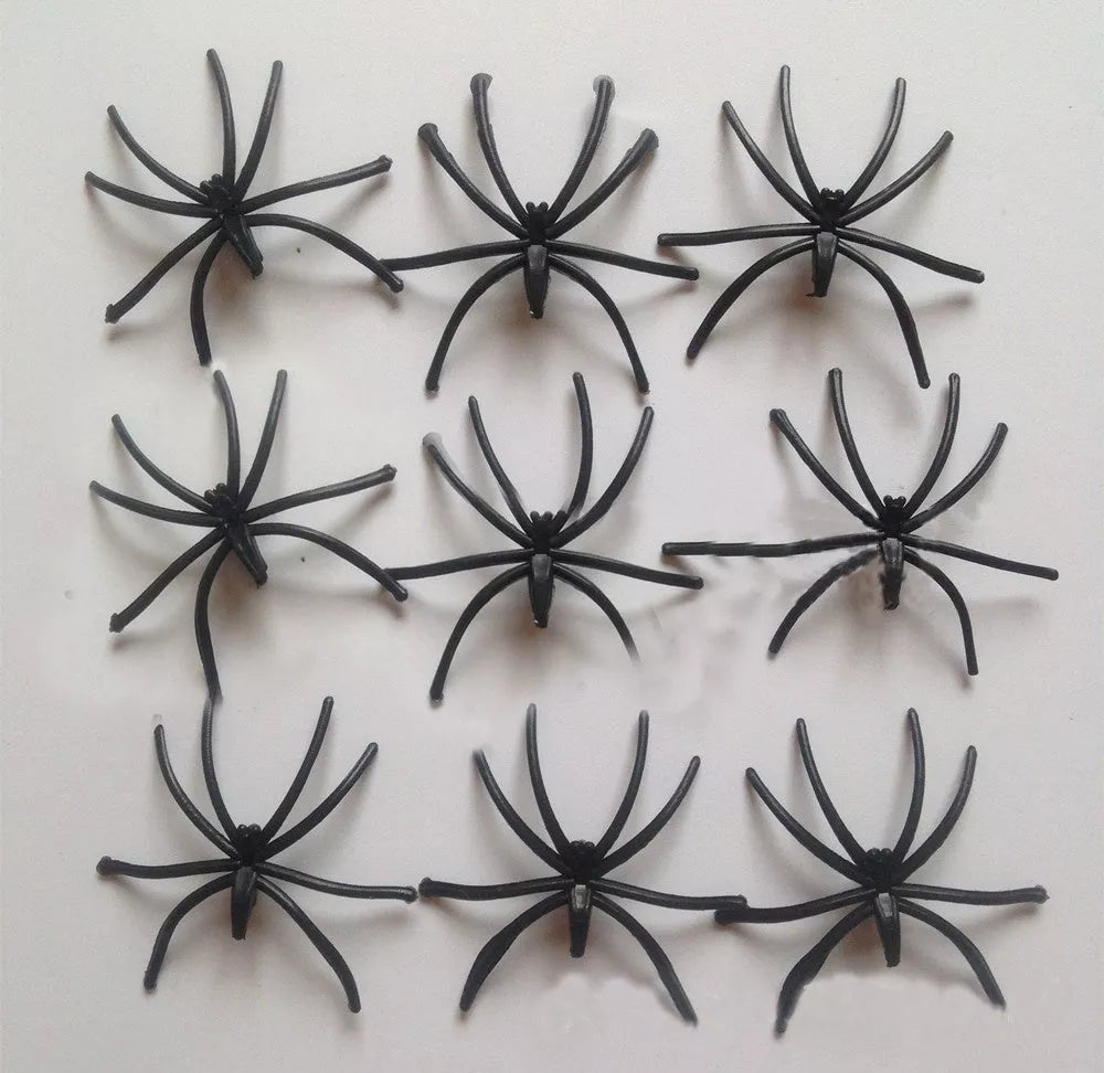 Realistic Halloween spider cotton web decoration with small spiders, available in multiple colors