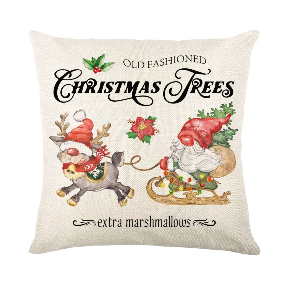 Festive throw pillow covers with various snowflake designs for Christmas home decor