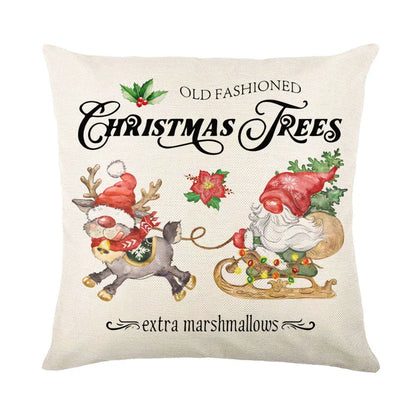 Festive throw pillow covers with various snowflake designs for Christmas home decor