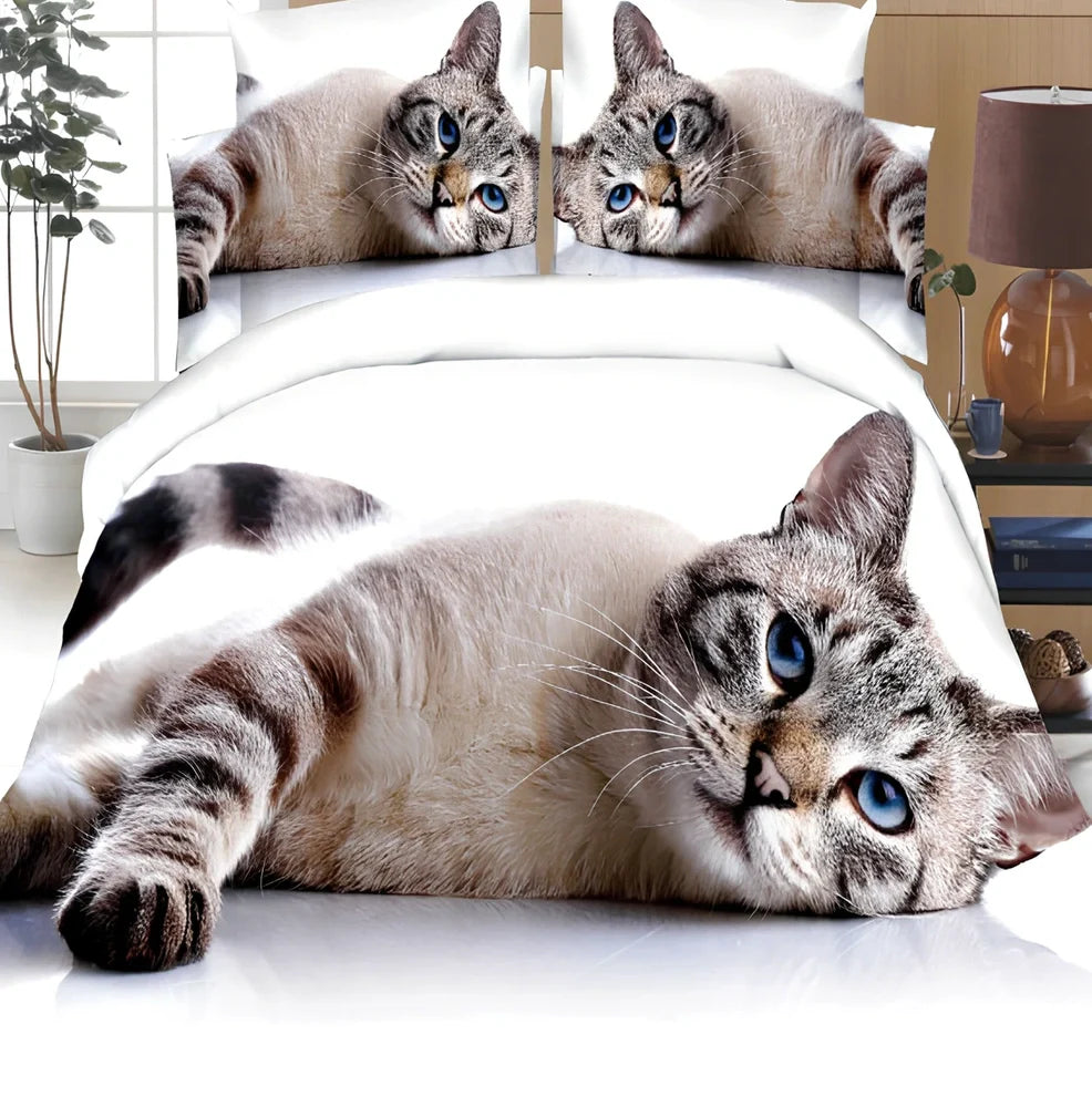 Brushed 3D floral pattern four-piece bedding set with quilt cover, sheets, and pillowcases in blue colour