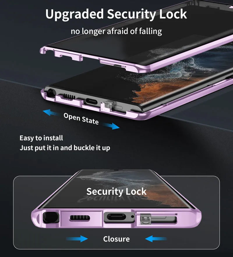 S24Ultra magnetic mirror phone case in multiple colours with peep-proof design and universal magnetic suction