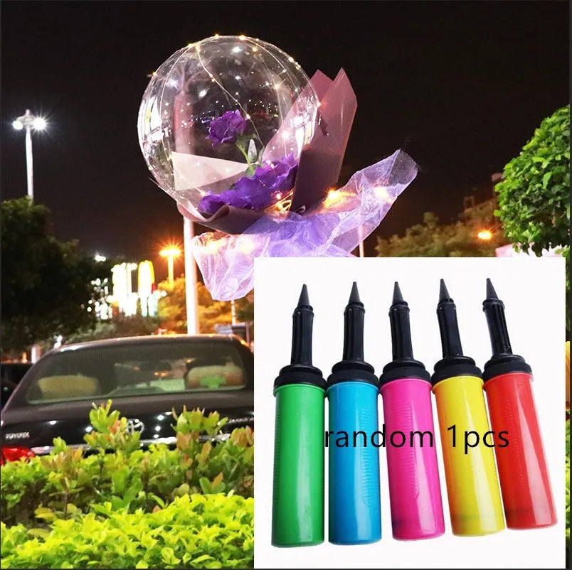 Transparent LED luminous balloon rose bouquet with artificial flowers and illuminated lights