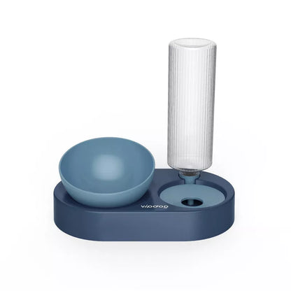 Automatic double bowl pet feeder with water dispenser for dogs and cats