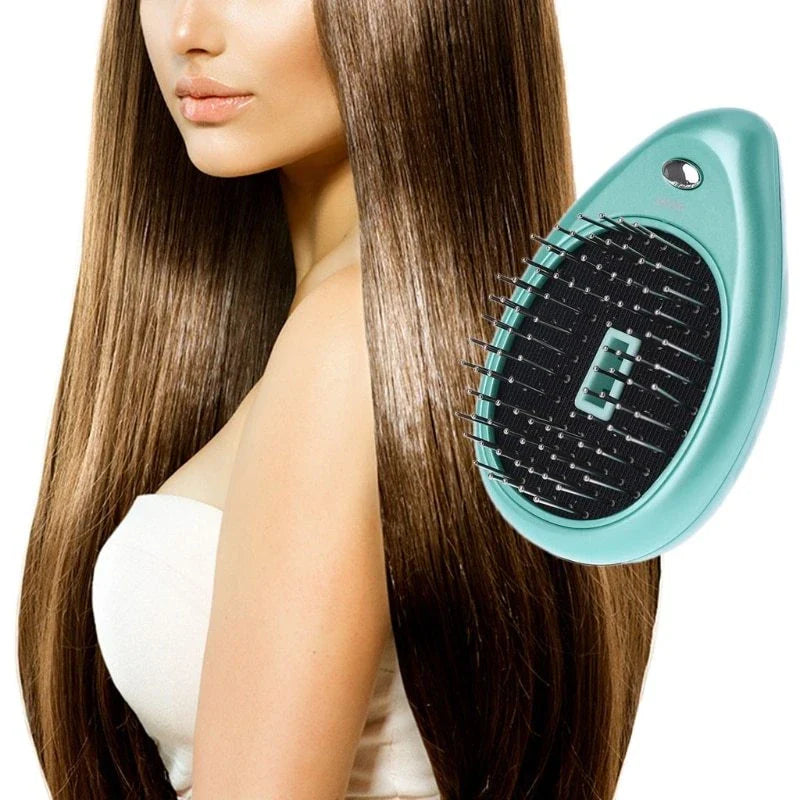 Portable vibrating hair massage comb with ionic technology for on-the-go hair rejuvenation and styling