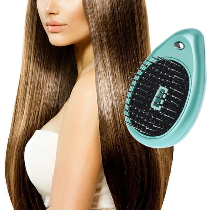 Portable vibrating hair massage comb with ionic technology for on-the-go hair rejuvenation and styling