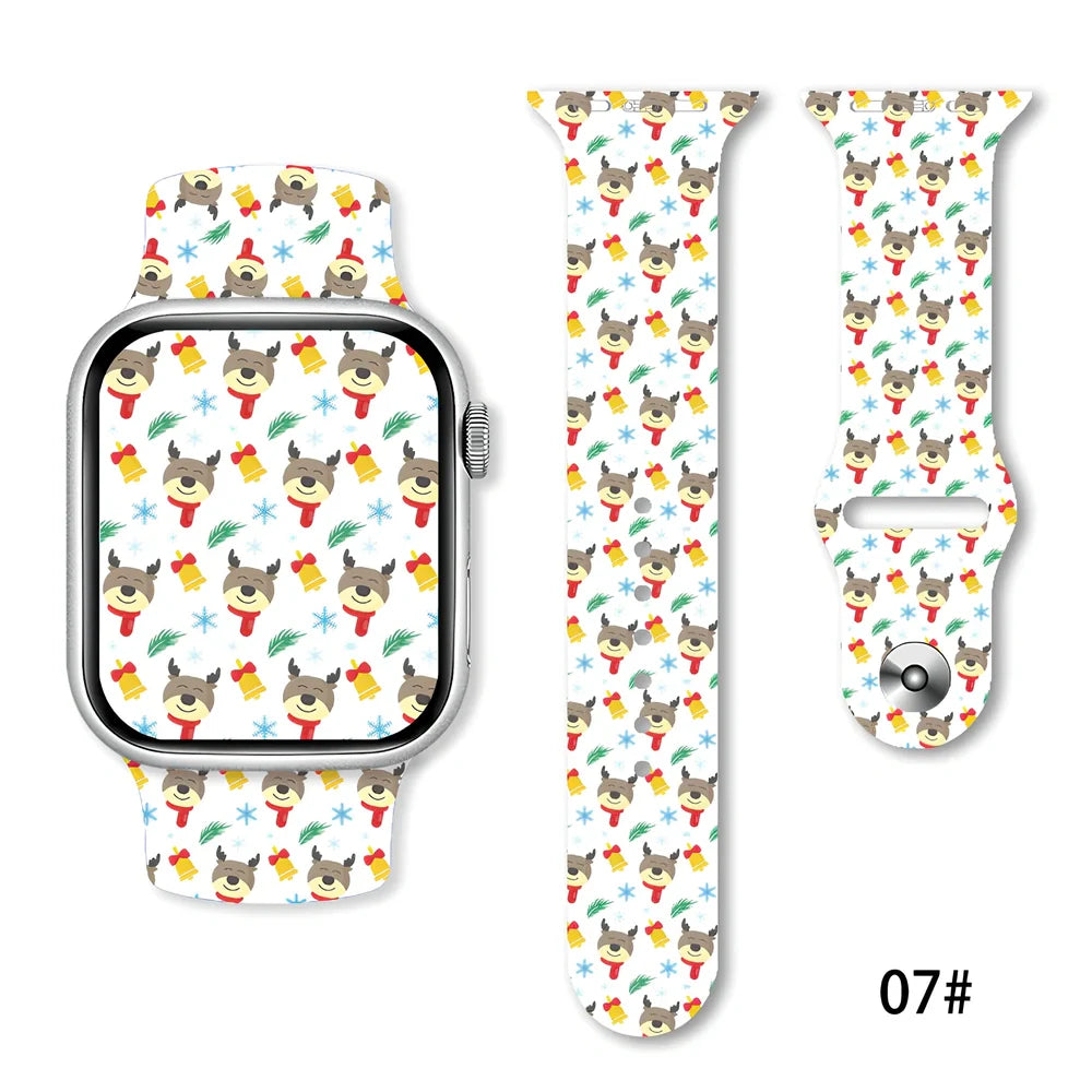 Christmas silicone watch strap in solid colours fitting 38-49mm watches with 30 colour options