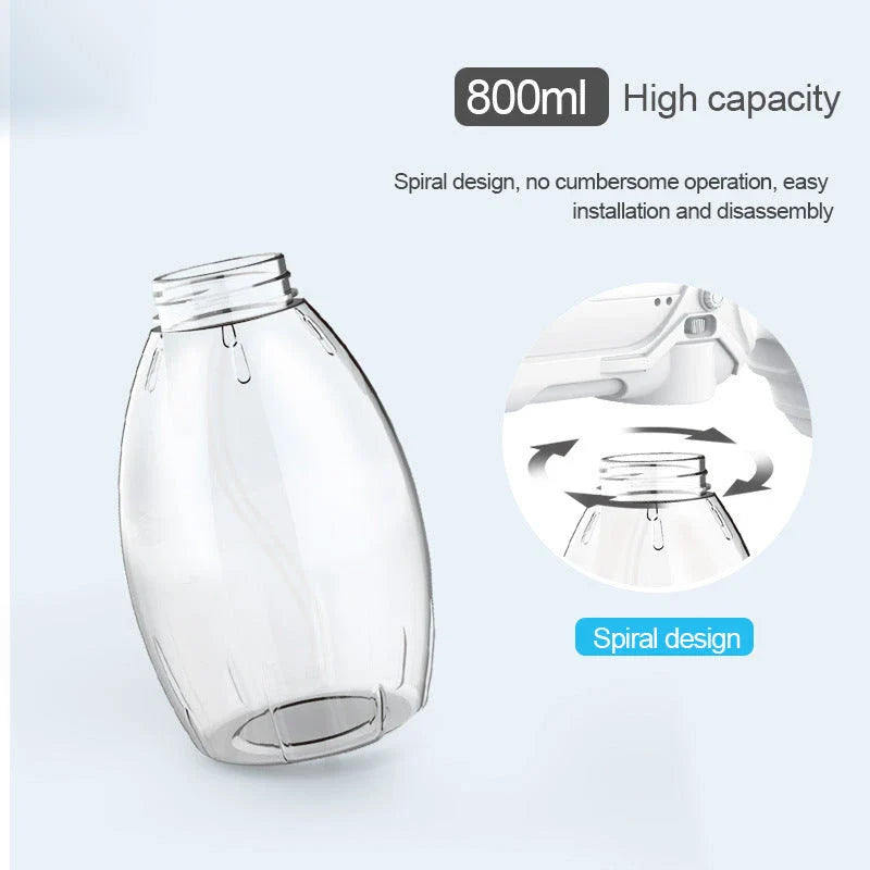 Cordless sanitizing spray gun with nano-atomization, UV disinfection, and long-lasting battery for versatile cleaning and disinfection in home, vehicle, and commercial settings.