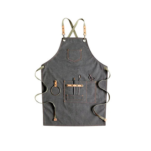 Canvas cross-strap apron in solid colour for baking and work protection