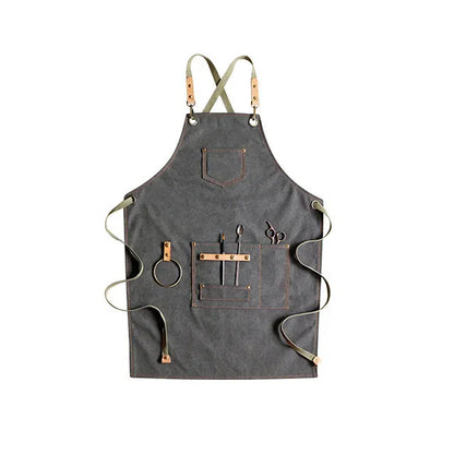 Canvas cross-strap apron in solid colour for baking and work protection