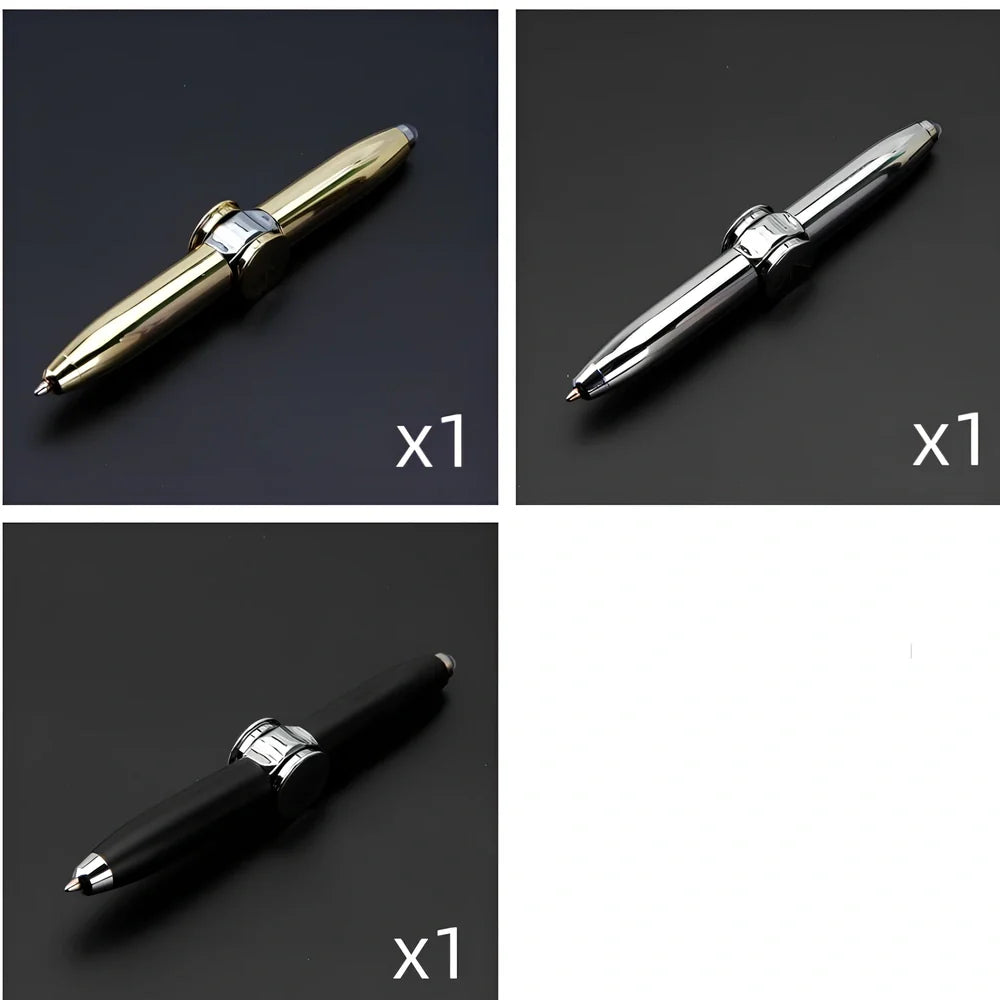 Multifunctional decompression gyro ballpoint pen showing 10.3cm length and spinning mechanism