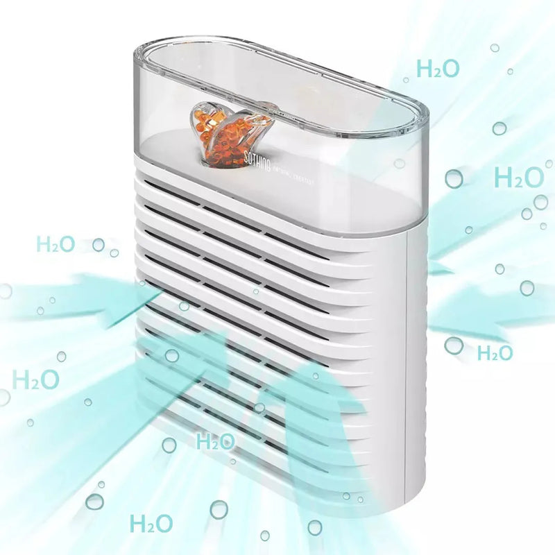 Recyclable Cabinet Dehumidifier Box Reusable Moisture Absorber Electric Air Dryer with 150ml Capacity for Small Spaces up to 5㎡ White Compact Design with Visual Saturation Indicator